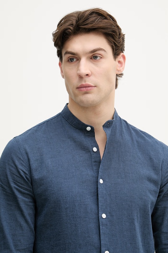 Lindbergh koszula męska z lnem granatowy 30.203344A