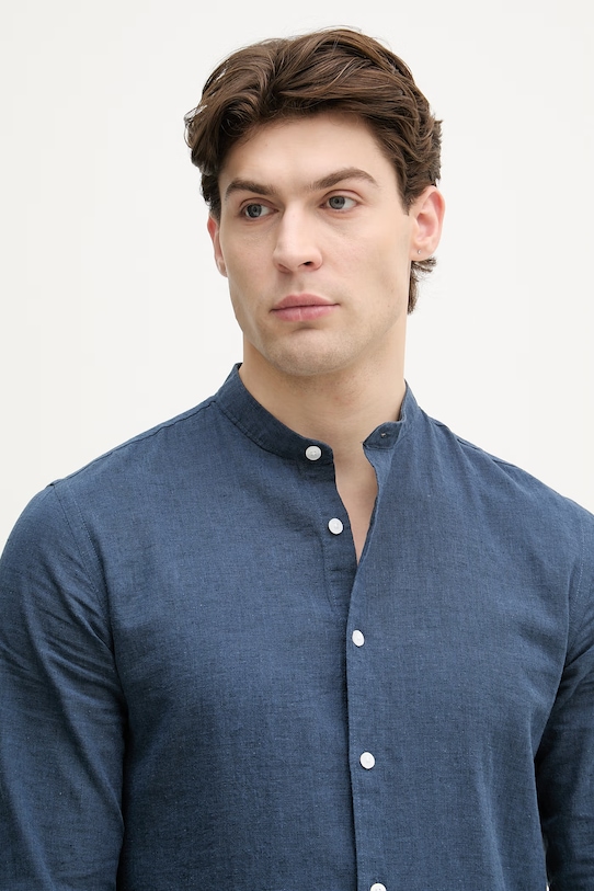 Lindbergh koszula męska z lnem granatowy 30.203344A