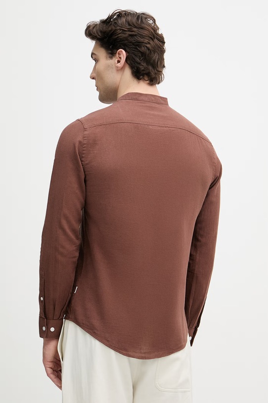 Odzież Lindbergh koszula męska lniana 30.203344A brązowy