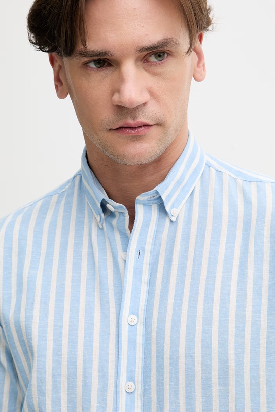 Lindbergh koszula męska z lnu niebieski 30.203492R