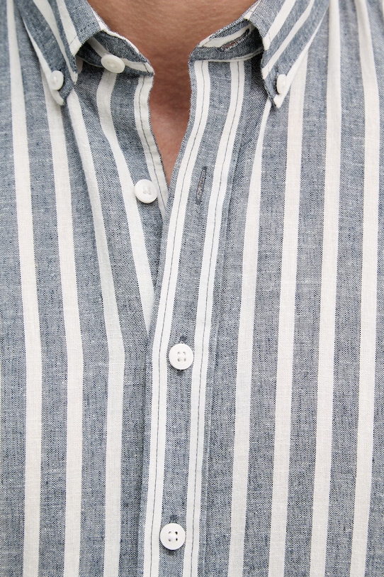 Lindbergh koszula męska z lnem 30.203492R granatowy