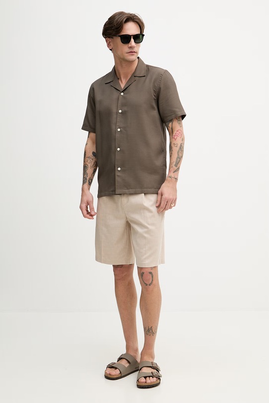 Lindbergh koszula męska bawełniana 30.203857 brązowy SS26