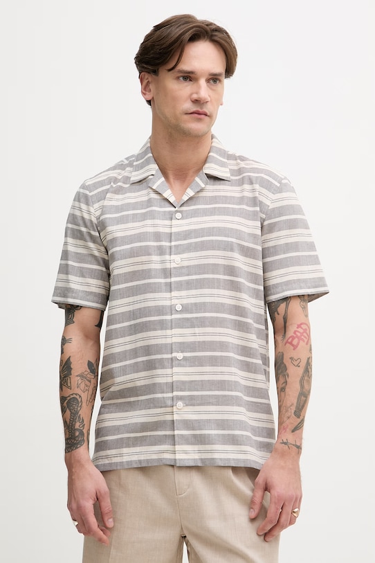 Lindbergh koszula damska z lnu beżowy 30.203859