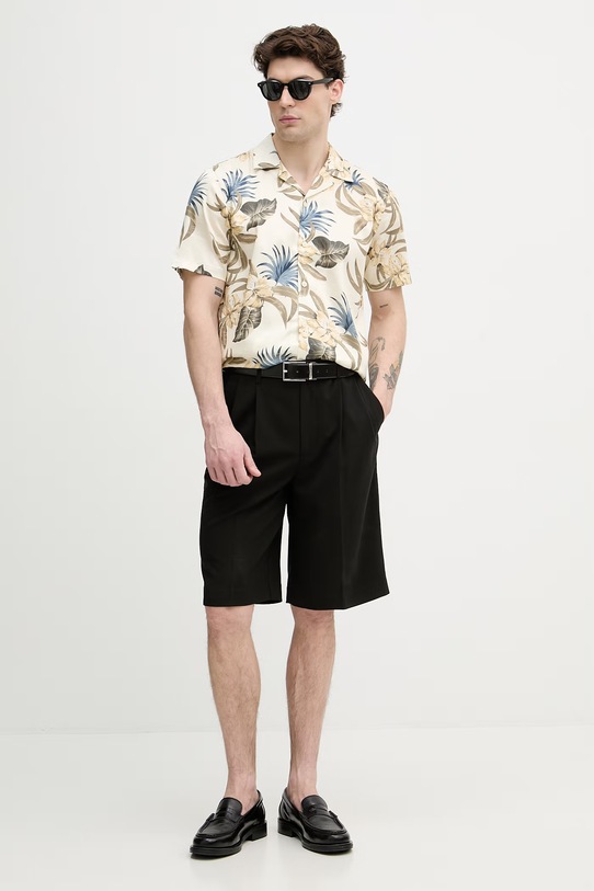 Lindbergh koszula męska z bawełną 30.203861 beżowy SS26