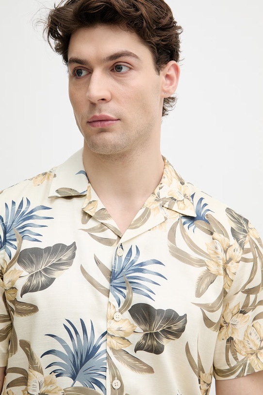 Odzież Lindbergh koszula męska z bawełną 30.203861 beżowy