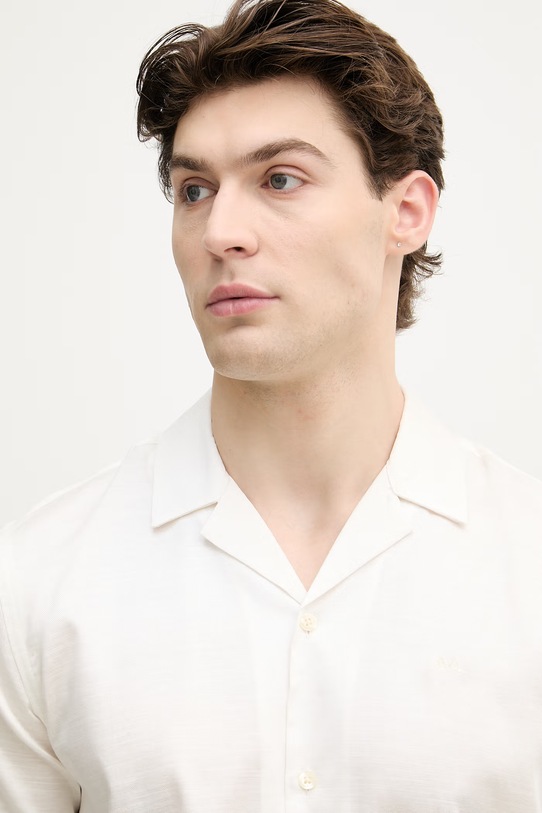 Lindbergh koszula męska z bawełną beżowy 30.222099