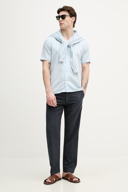 Lindbergh koszula męska z bawełną 30.222099 niebieski SS26