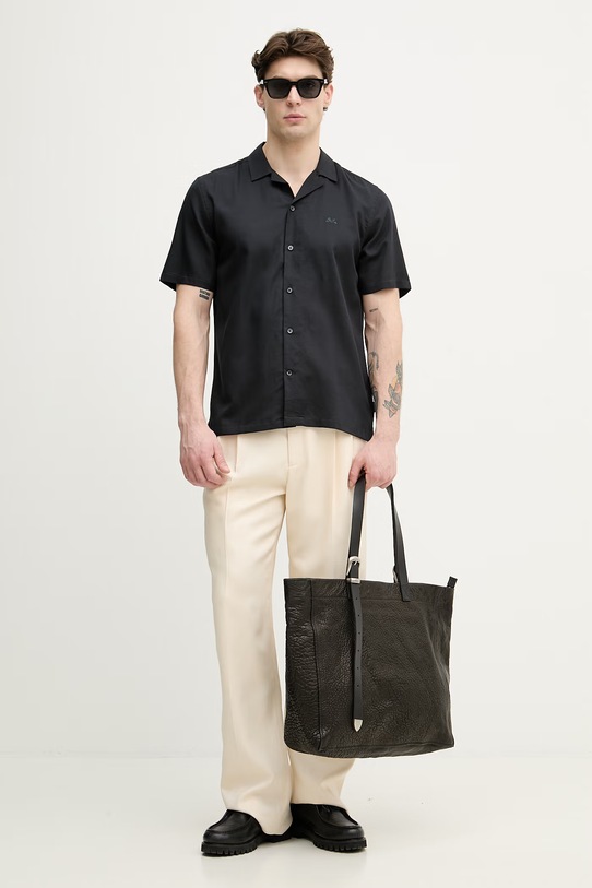 Lindbergh koszula męska z bawełną 30.222099 granatowy SS26