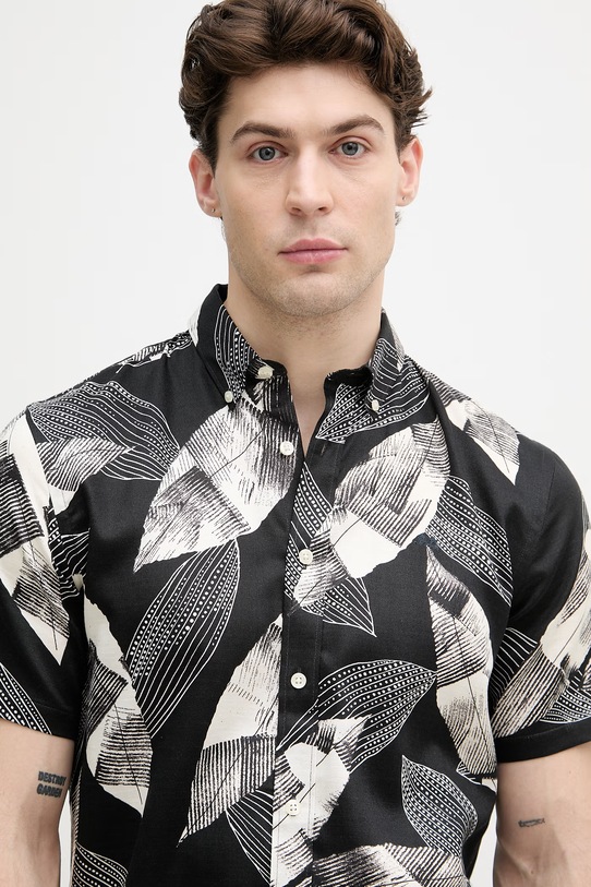 Lindbergh koszula męska z bawełną czarny 30.222103