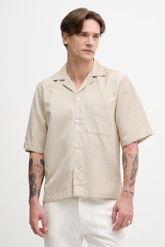 Lindbergh koszula męska z lyocellem beżowy 30.222111