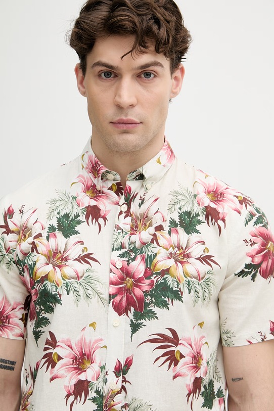 Lindbergh koszula męska z lnu zielony 30.222113