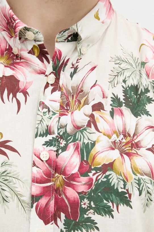 Lindbergh koszula męska z lnu 30.222113 zielony