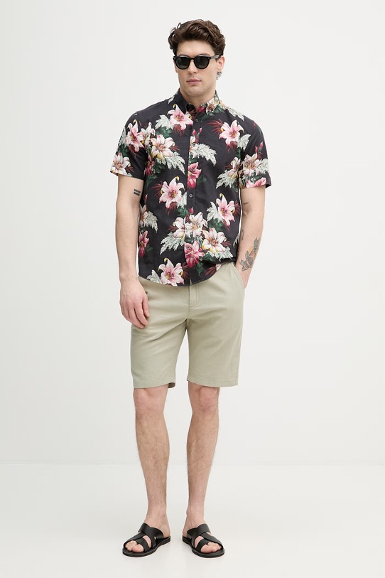 Lindbergh koszula męska z lnem 30.222113 czarny SS26