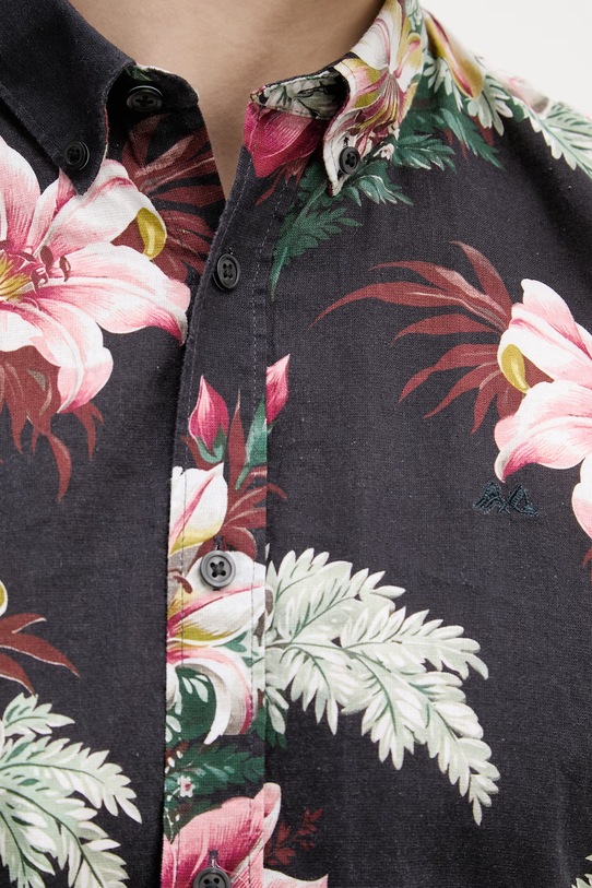 Lindbergh koszula męska z lnem 30.222113 czarny