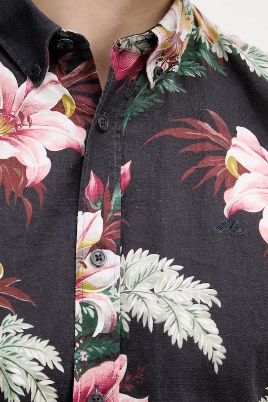 Lindbergh koszula męska z lnem 30.222113 czarny