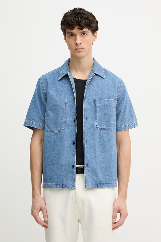 Marc O'Polo koszula męska z bawełny niebieski 5000008048