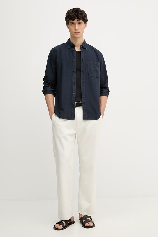 Marc O'Polo koszula męska bawełniana 5000008064 granatowy SS26