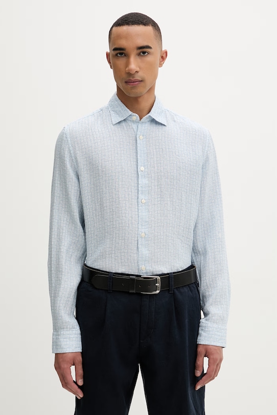 Marc O'Polo koszula męska z lnem niebieski 5000012783