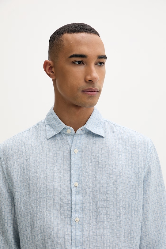 Marc O'Polo koszula męska z lnem niebieski 5000012783