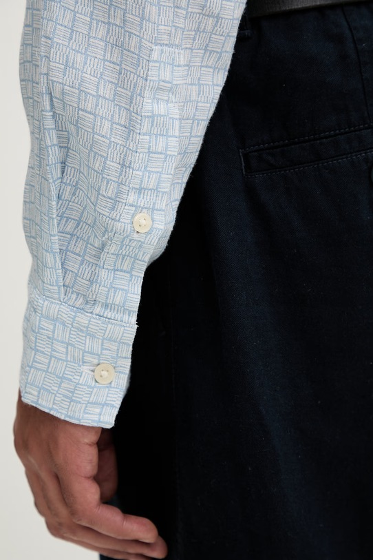 Marc O'Polo koszula męska z lnem 5000012783 niebieski