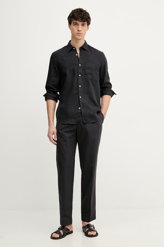 Marc O'Polo koszula męska lniana 5000012796 czarny SS26