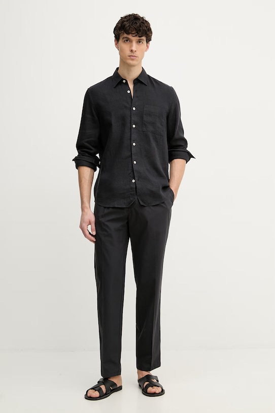 Marc O'Polo koszula męska lniana 5000012796 czarny SS26