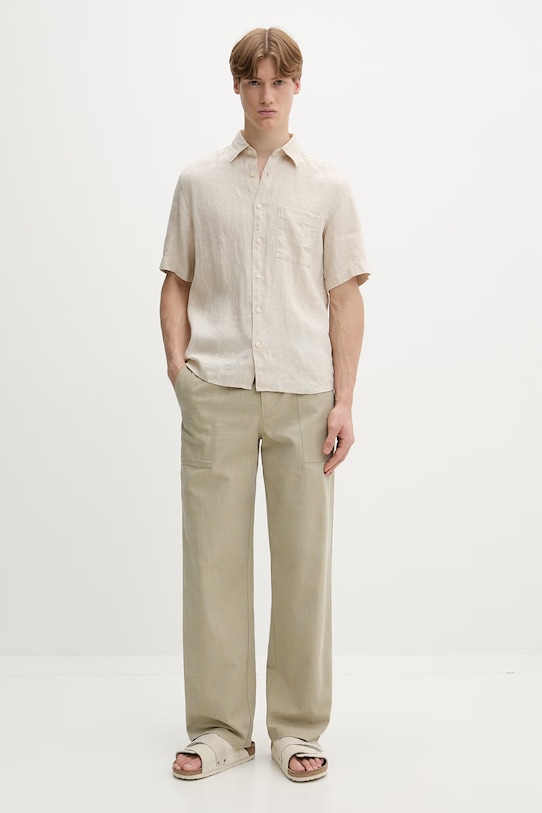 Marc O'Polo košeľa pánska ľanová 5000012798 béžová SS26