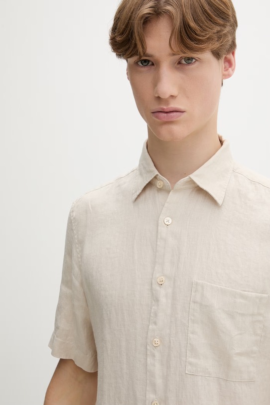 Marc O'Polo košeľa pánska ľanová béžová 5000012798