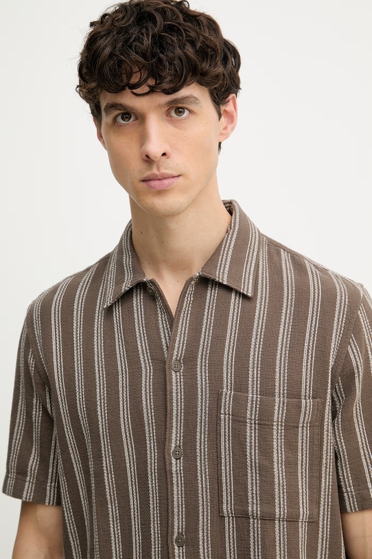 Marc O'Polo koszula męska bawełniana brązowy 5000012800