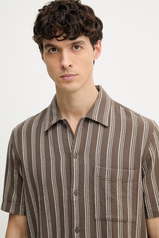 Marc O'Polo koszula męska bawełniana brązowy 5000012800