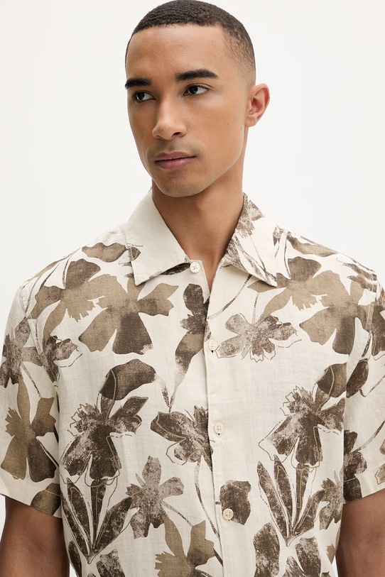 Marc O'Polo koszula męska lniana beżowy 5000012802