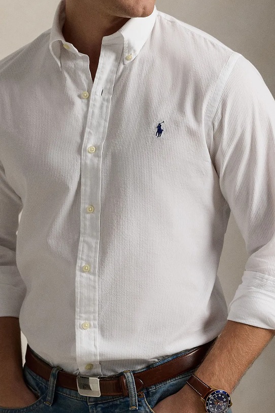 Βαμβακερό πουκάμισο Polo Ralph Lauren λευκό 710938519