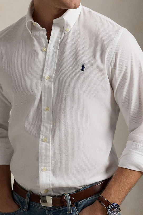 Βαμβακερό πουκάμισο Polo Ralph Lauren λευκό 710938519