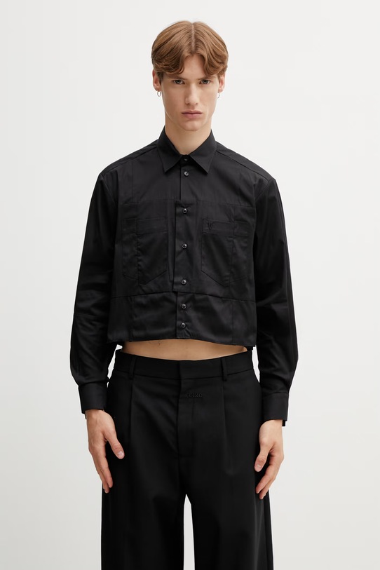 Vetements koszula bawełniana męska czarny UE76SH031B