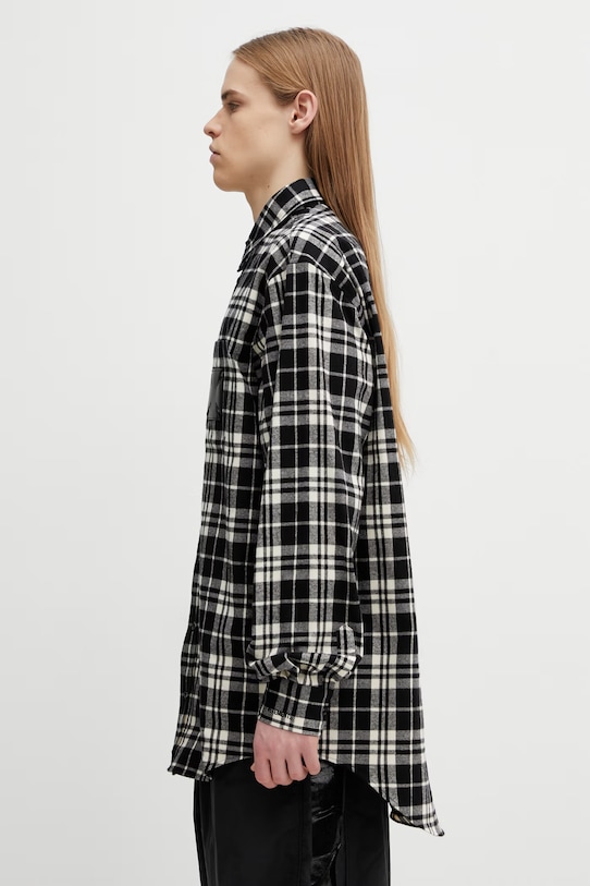 VETEMENTS koszula bawełniana Leather Cross Flannel ME76FS059BW czarny SS26