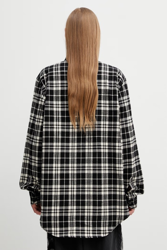 Odzież VETEMENTS koszula bawełniana Leather Cross Flannel ME76FS059BW czarny