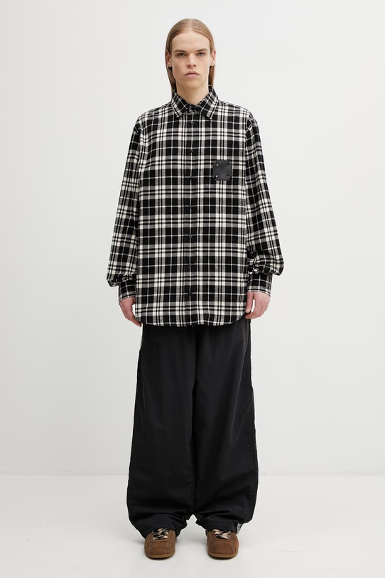 VETEMENTS koszula bawełniana Leather Cross Flannel ME76FS059BW czarny