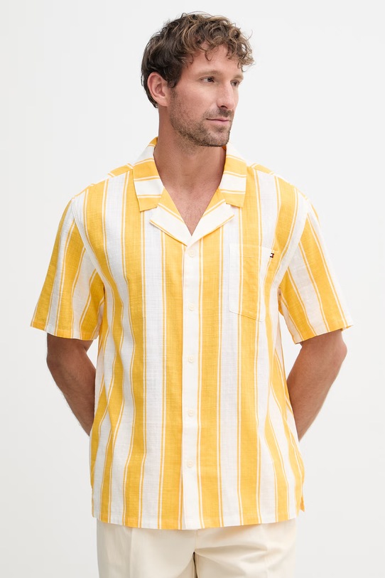 Tommy Hilfiger cămașă bărbați din bumbac galben UM0UM03814