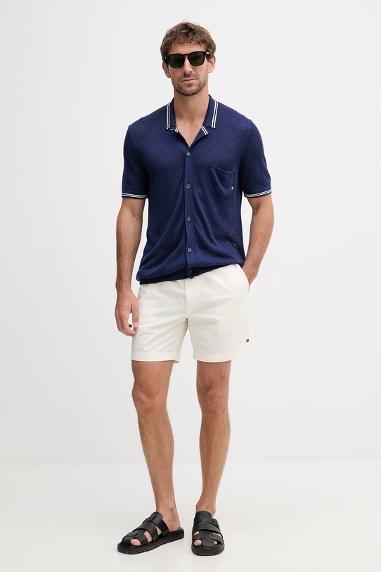 Tommy Hilfiger košeľa pánska z viskózy SUMMER UM0UM03824 tmavomodrá SS26