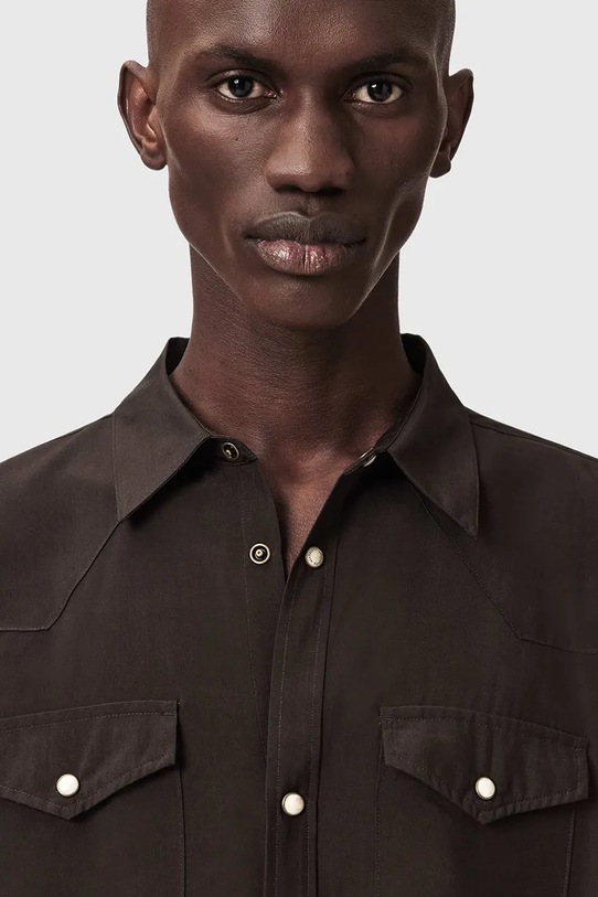 Πουκάμισο AllSaints PICKETT καφέ M017SE