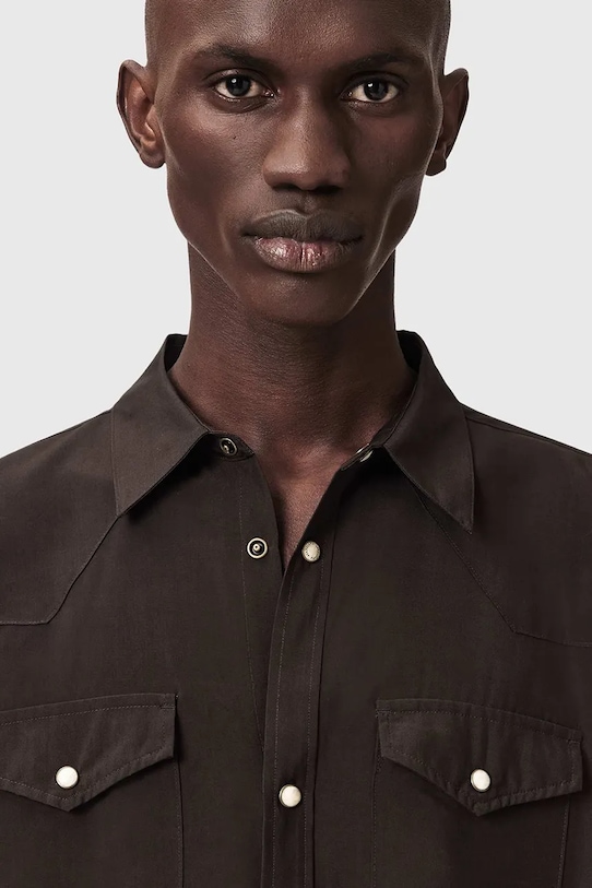 Πουκάμισο AllSaints PICKETT καφέ M017SE
