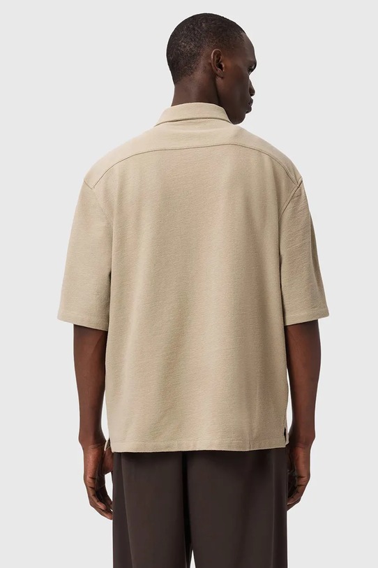 AllSaints koszula bawełniana STALLON M020SE beżowy SS26