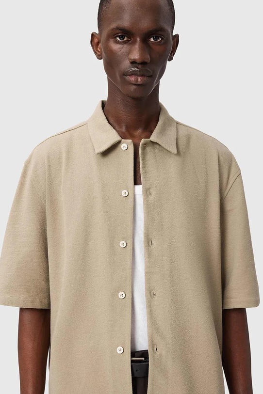 AllSaints koszula bawełniana STALLON M020SE beżowy