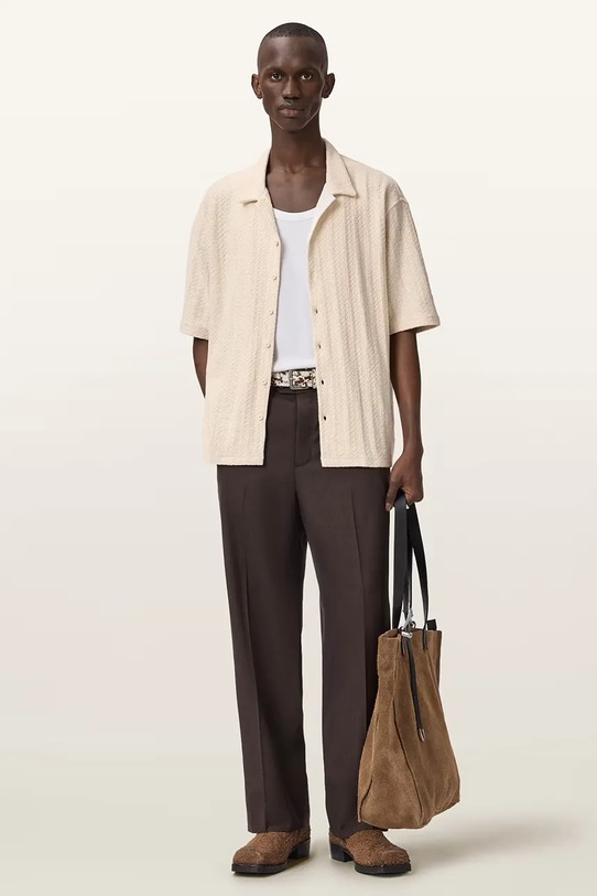 Odzież AllSaints koszula bawełniana TRACE M038SE beżowy