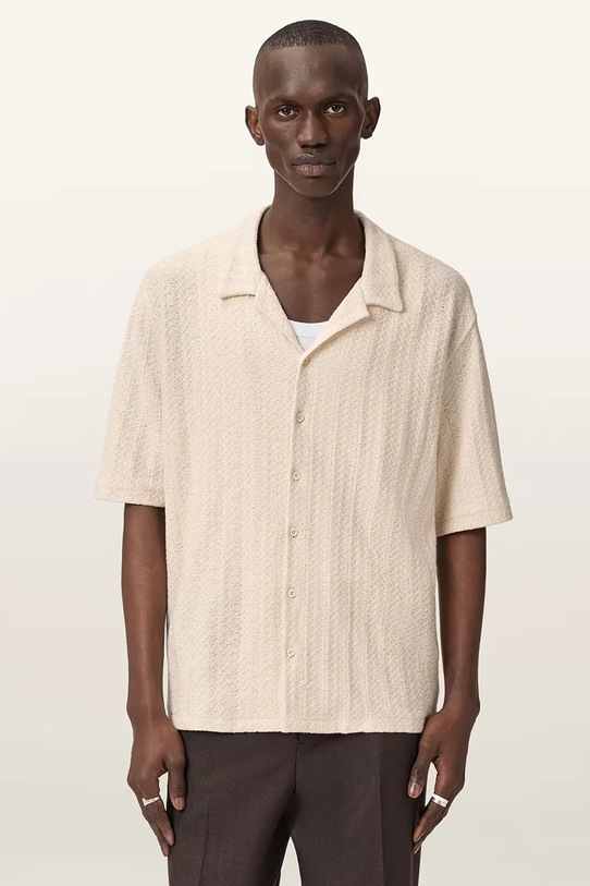 AllSaints koszula bawełniana TRACE M038SE beżowy