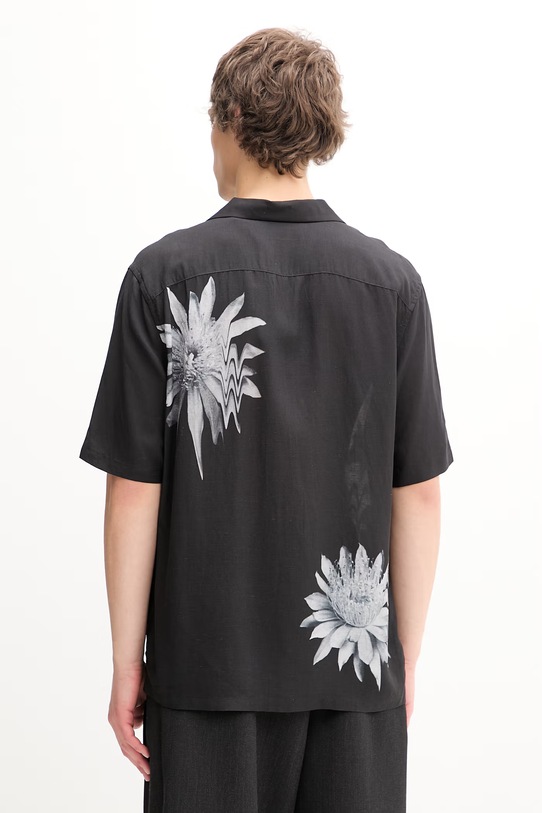 Odzież AllSaints koszula z dodatkiem lnu FLORAZE M046SE czarny