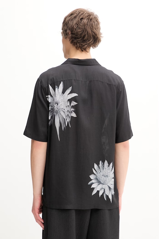 Odzież AllSaints koszula z dodatkiem lnu FLORAZE M046SE czarny