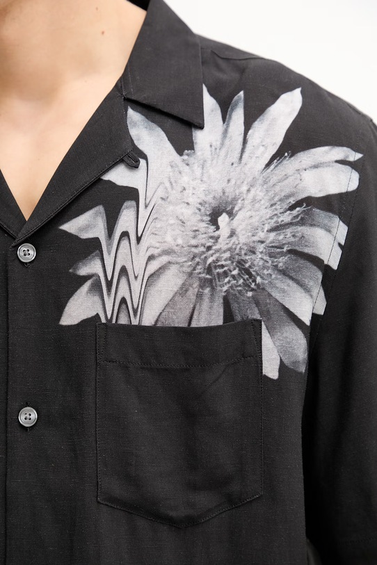 AllSaints koszula z dodatkiem lnu FLORAZE M046SE czarny