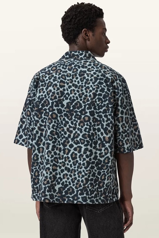 Srajca z dodatkom lanu AllSaints SILESIA M047SE siva SS26