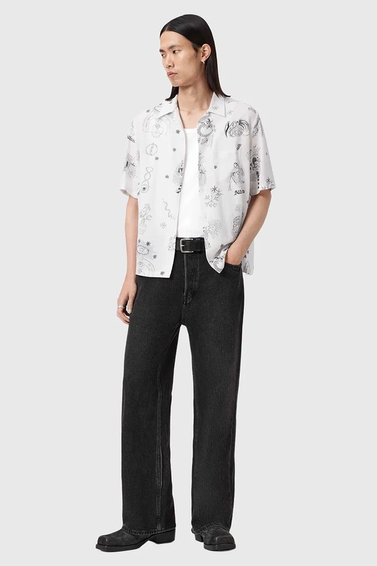 AllSaints camicia con lino TERRA M049SE beige